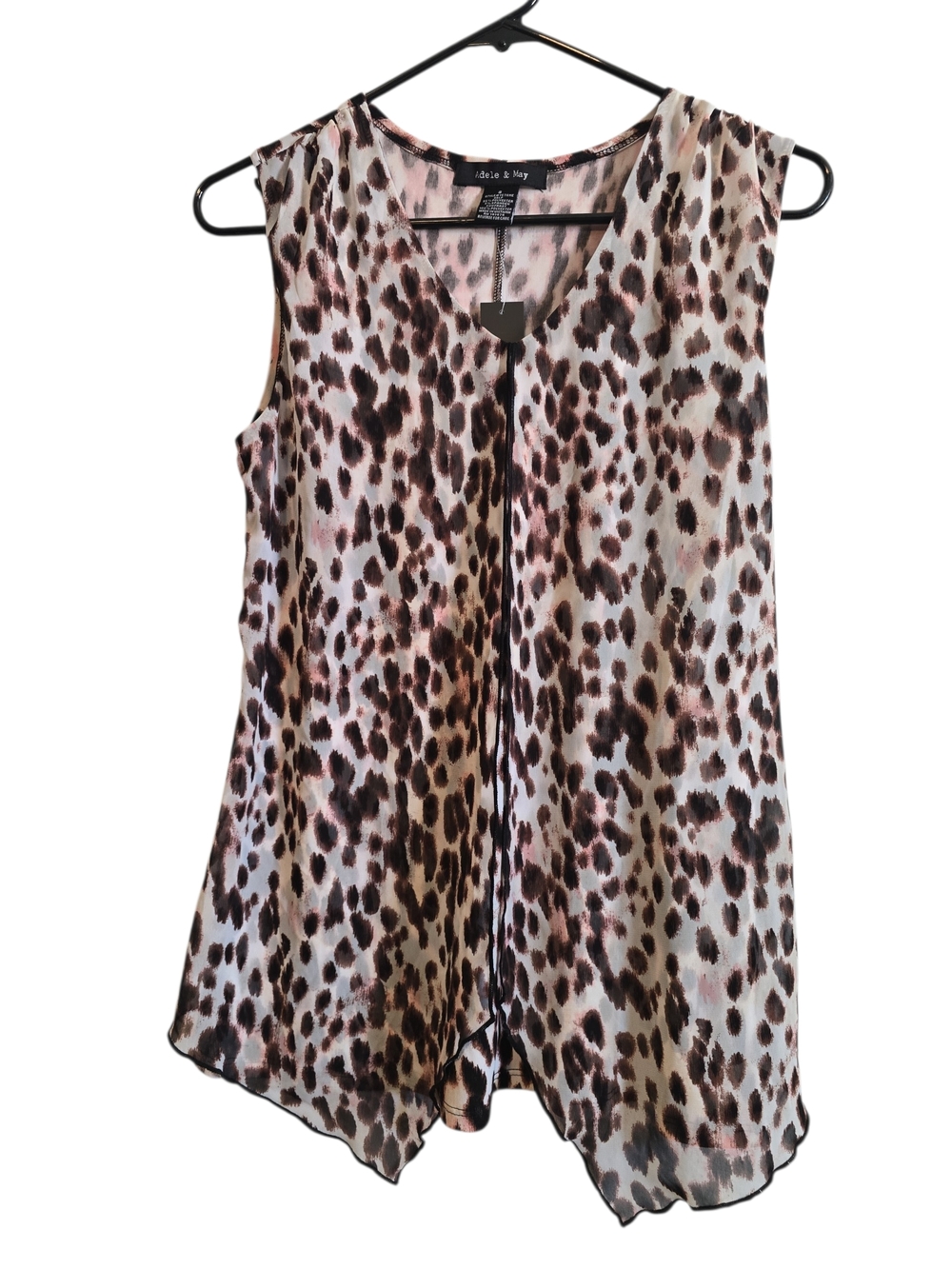 Adéle & May Leopard Print Sleeveless Blouse in Brown and Pink